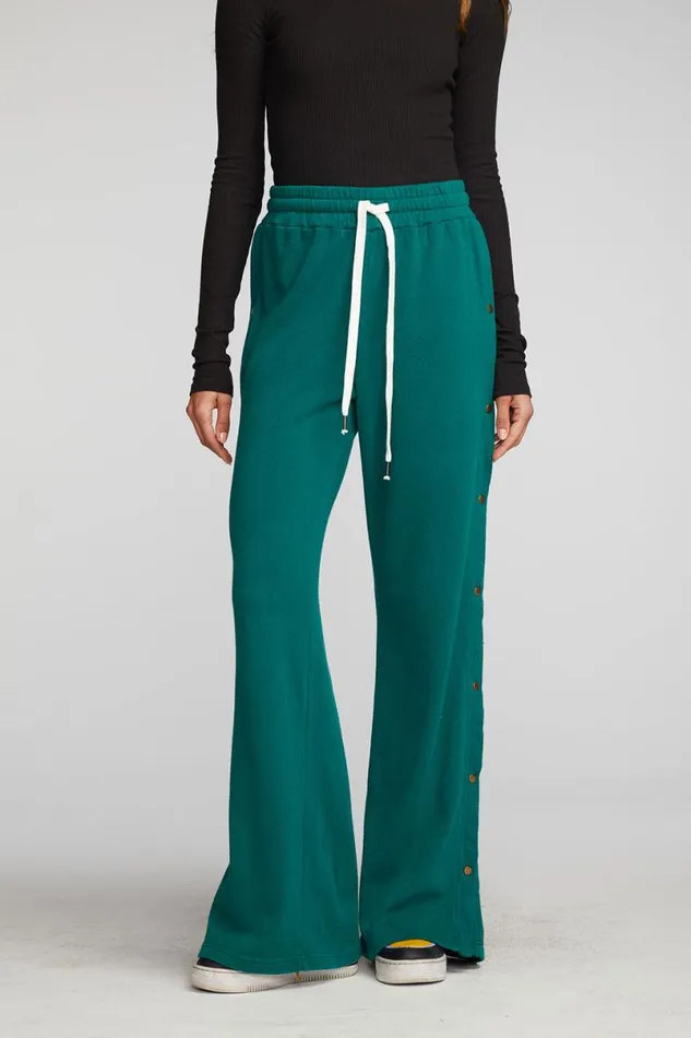 Womens Bottoms Chaser Brand Cotton Fleece Wide Leg Joggers With Button Sideseam