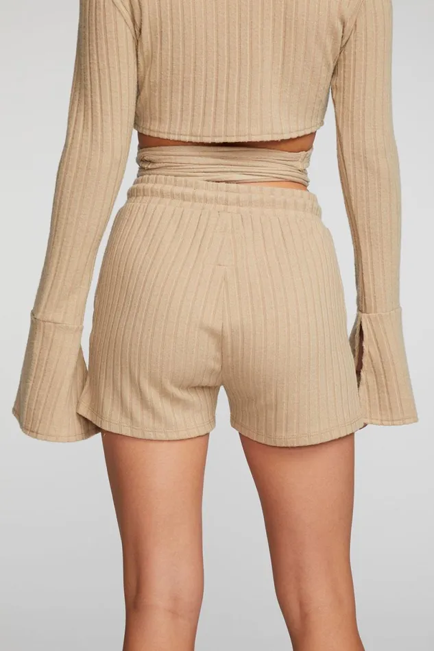 Womens Bottoms Chaser Brand Poor Boy Rib Shorts With Shoestring Tie