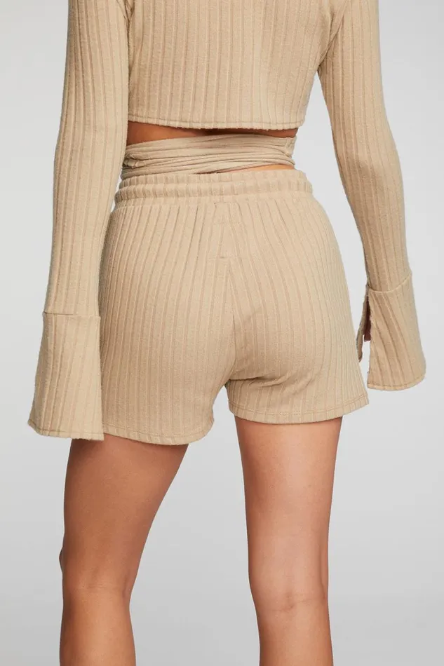 Womens Bottoms Chaser Brand Poor Boy Rib Shorts With Shoestring Tie