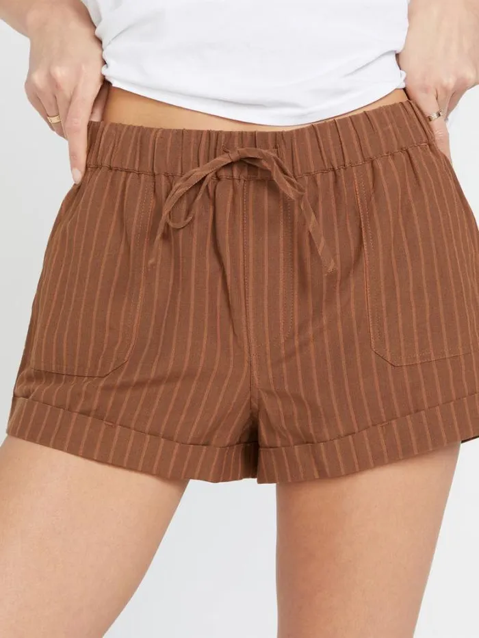 Womens Bottoms Volcom Sunday Strut Shorts 8211 Chocolate