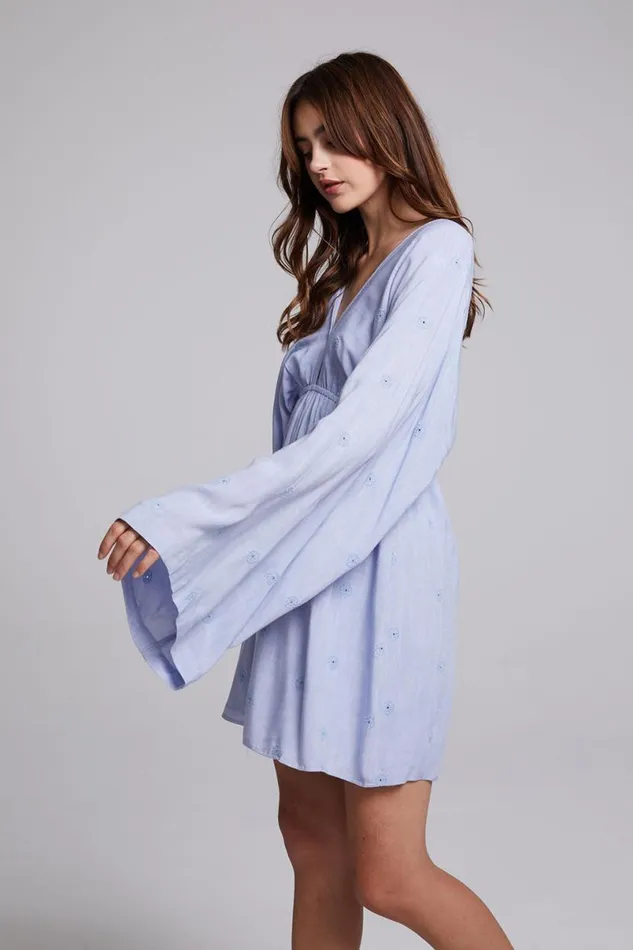 Womens Dresses Chaser Brand Waverly Faded Denim Blue Mini Dress