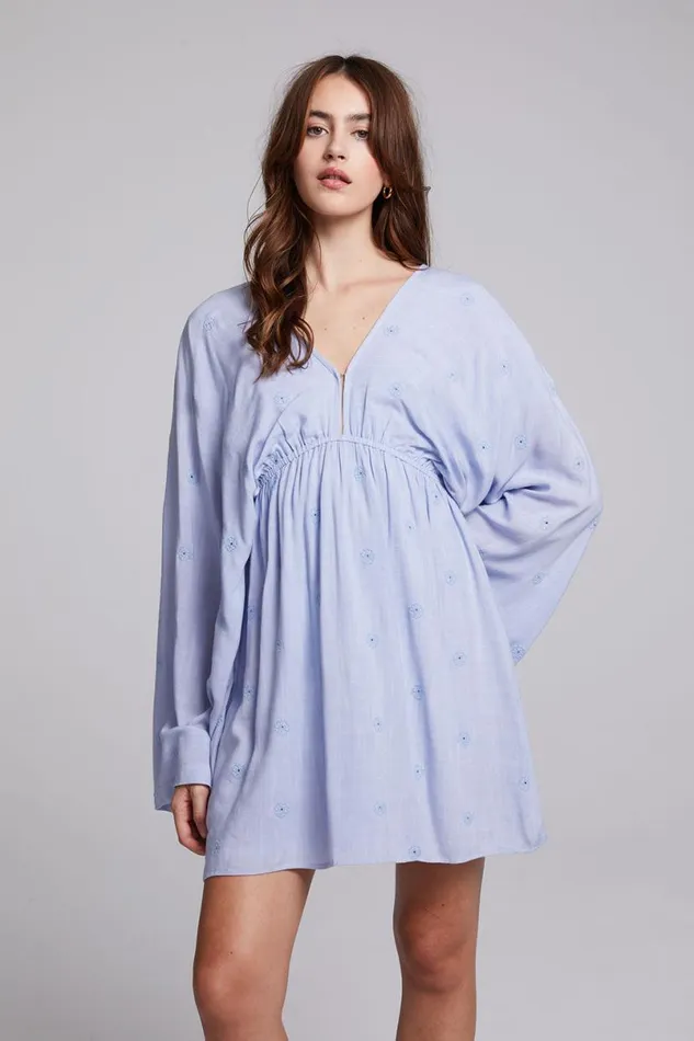 Womens Dresses Chaser Brand Waverly Faded Denim Blue Mini Dress