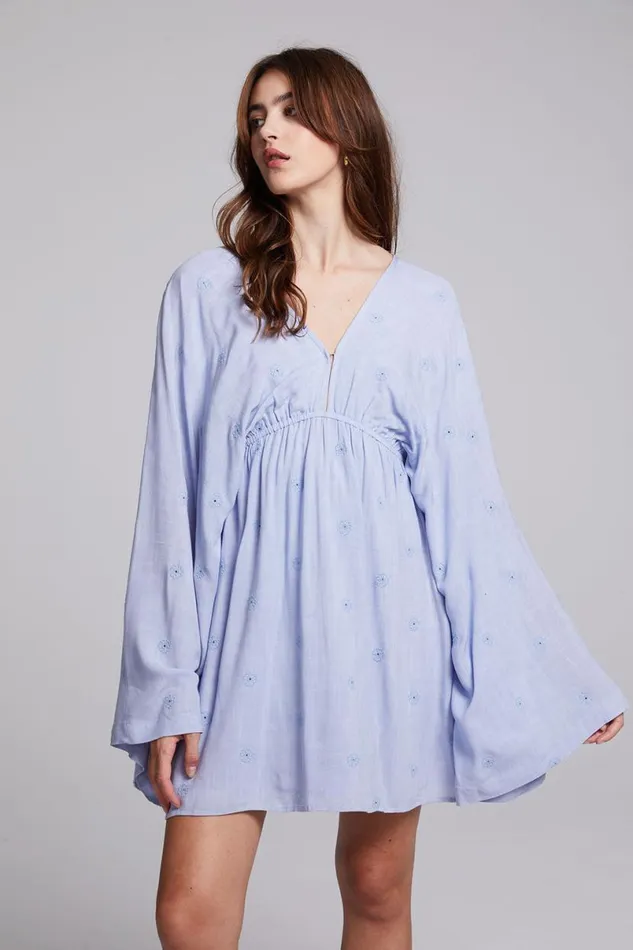 Womens Dresses Chaser Brand Waverly Faded Denim Blue Mini Dress