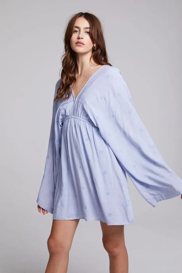 Womens Dresses Chaser Brand Waverly Faded Denim Blue Mini Dress
