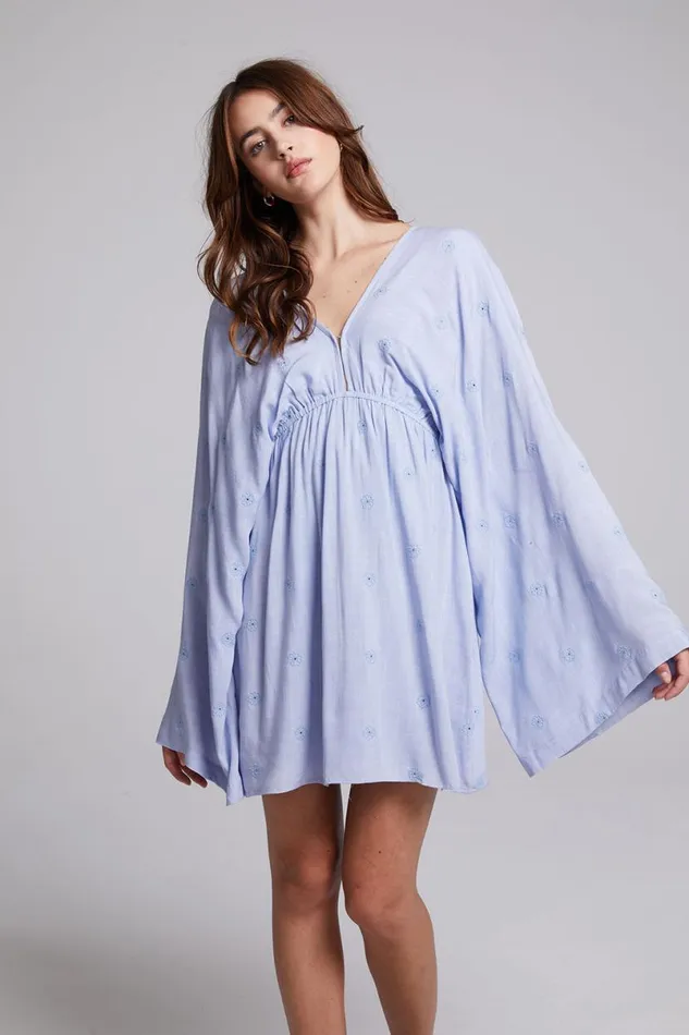 Womens Dresses Chaser Brand Waverly Faded Denim Blue Mini Dress