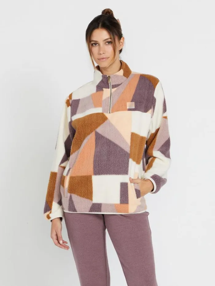 Womens Hoodies and Sweatshirts Volcom Pheelin It Mock Neck Sweatshirt 8211 Multi