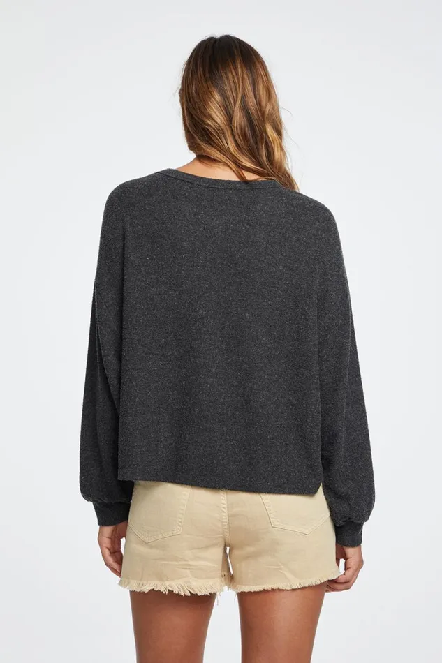 Womens Loungewear Chaser Brand Lesh Long Sleeve Tee 8211 Black Onyx