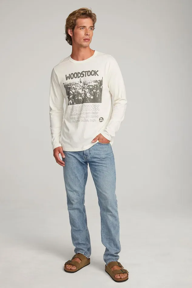 WomensMens Music Chaser Brand Woodstock Retro Poster Mens Long Sleeve