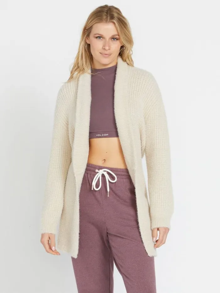 Womens Sweaters and Cardigans Volcom Lived In Lounge Cozy Wrap Cardigan 8211 Cream
