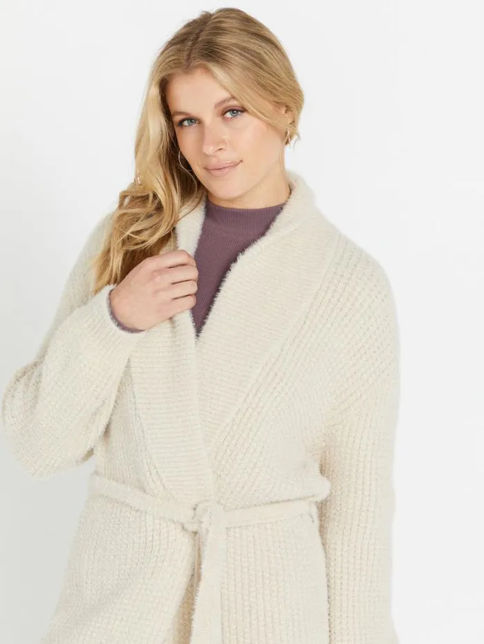 Womens Sweaters and Cardigans Volcom Lived In Lounge Cozy Wrap Cardigan 8211 Cream