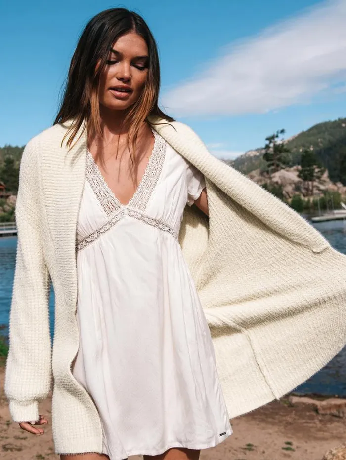 Womens Sweaters and Cardigans Volcom Lived In Lounge Cozy Wrap Cardigan 8211 Cream