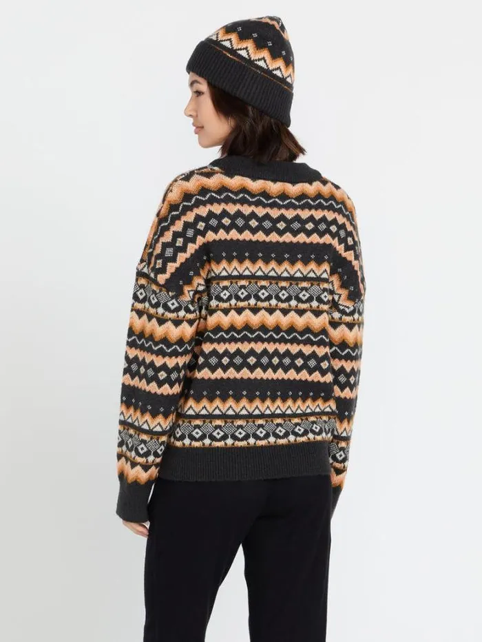 Womens Sweaters and Cardigans Volcom Not Fairisle Sweater 8211 Vintage Black
