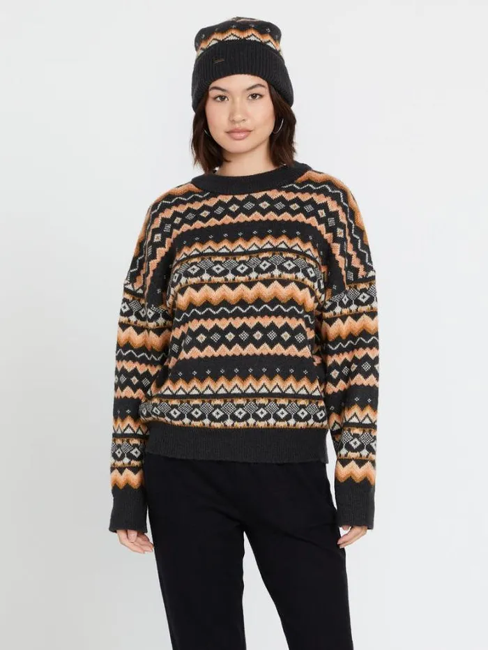 Womens Sweaters and Cardigans Volcom Not Fairisle Sweater 8211 Vintage Black