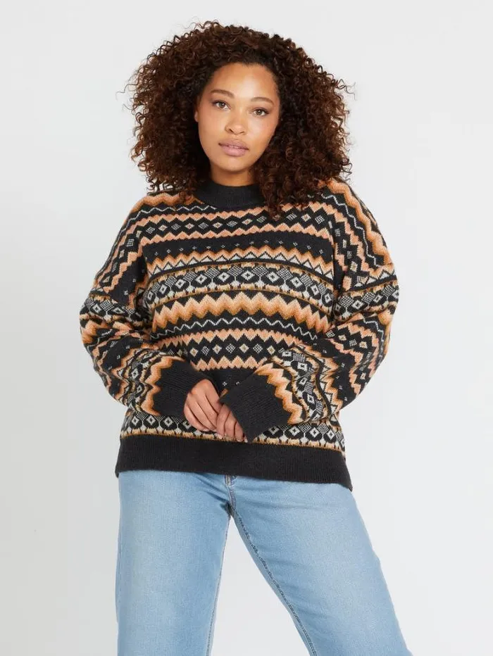 Womens Sweaters and Cardigans Volcom Not Fairisle Sweater 8211 Vintage Black