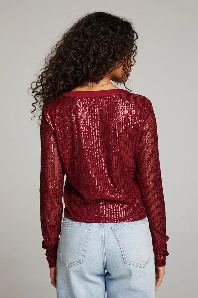 Womens Tops Chaser Brand Adam Blood Red Cardigan