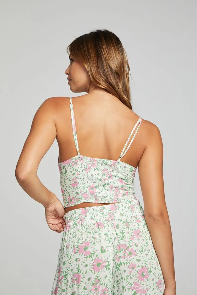 Womens Tops Chaser Brand Alana Tank Top 8211 Grass Daisy Floral