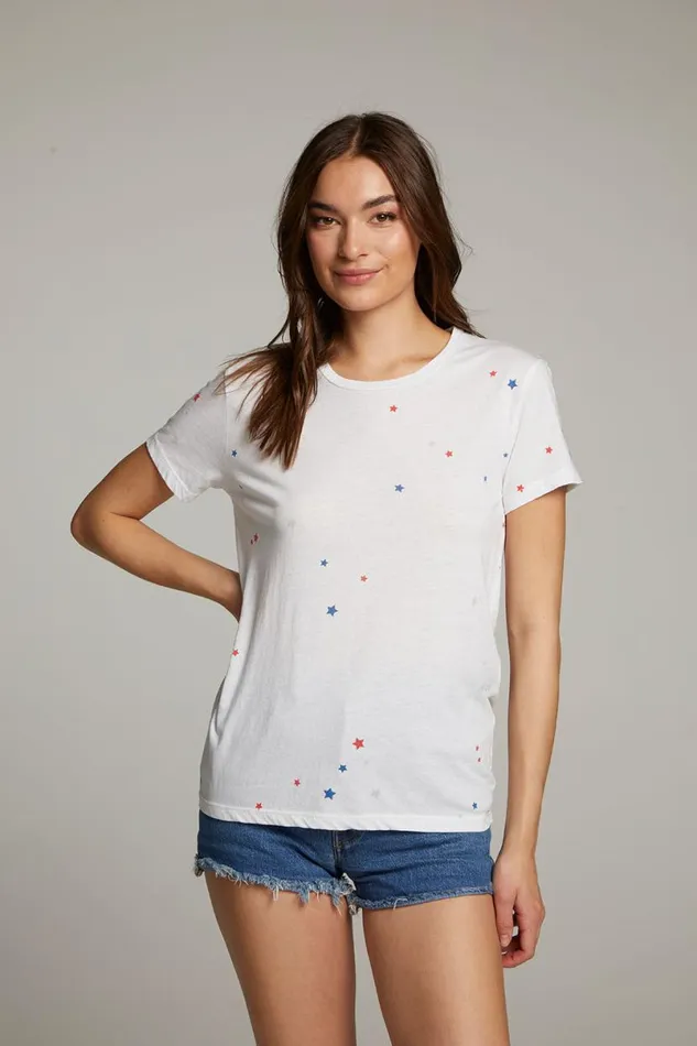 Womens Tops Chaser Brand Americana Stars Crew Neck Tee