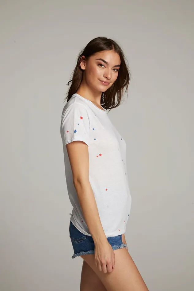 Womens Tops Chaser Brand Americana Stars Crew Neck Tee