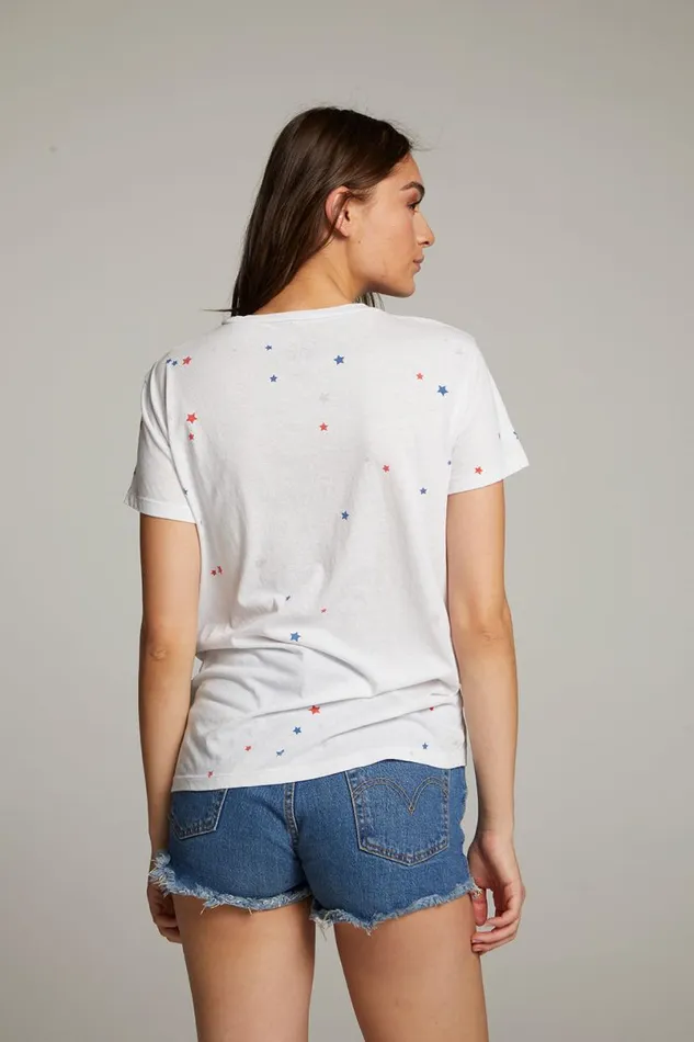 Womens Tops Chaser Brand Americana Stars Crew Neck Tee