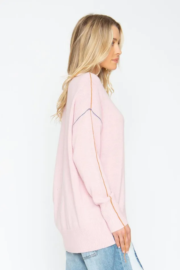 Womens Tops Chaser Brand Bubble Sweater 8211 Powder Pink