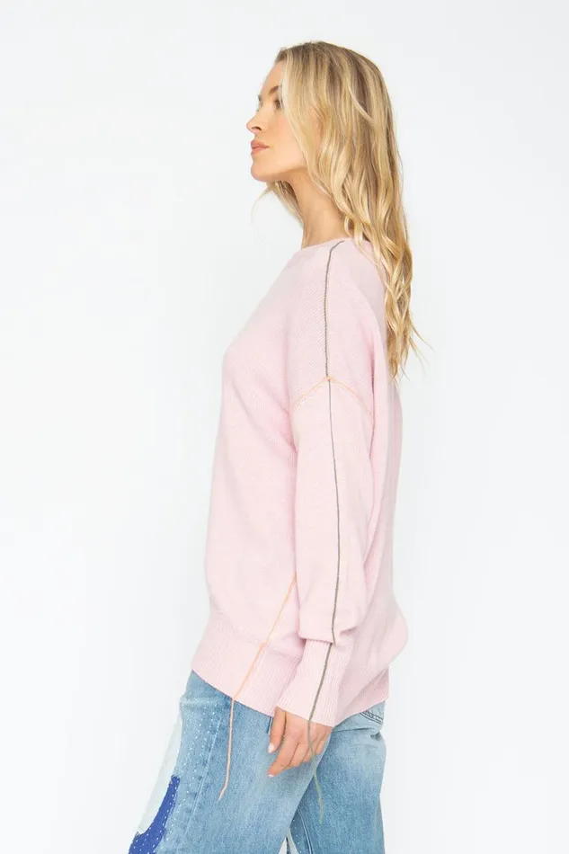 Womens Tops Chaser Brand Bubble Sweater 8211 Powder Pink