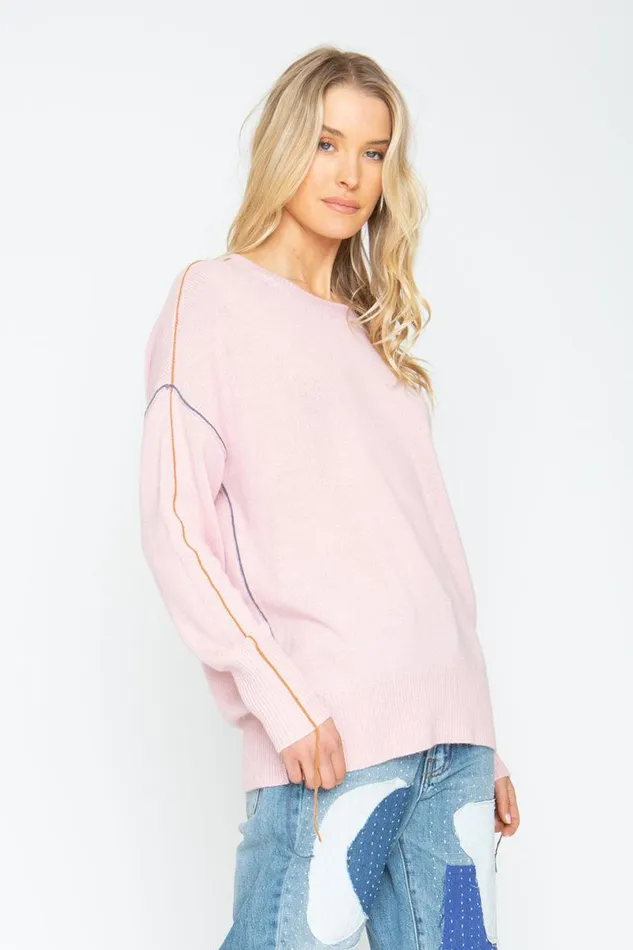Womens Tops Chaser Brand Bubble Sweater 8211 Powder Pink