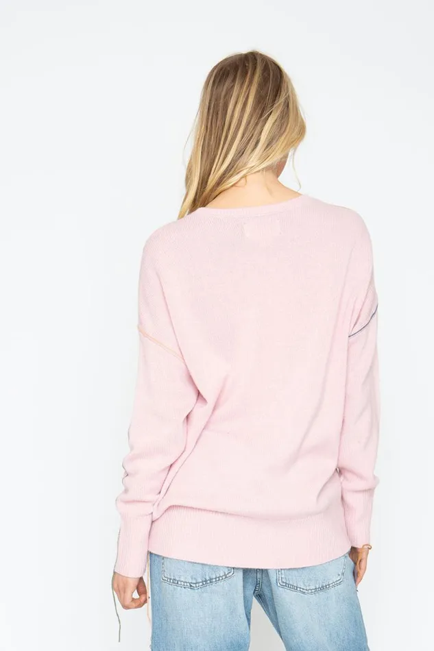 Womens Tops Chaser Brand Bubble Sweater 8211 Powder Pink