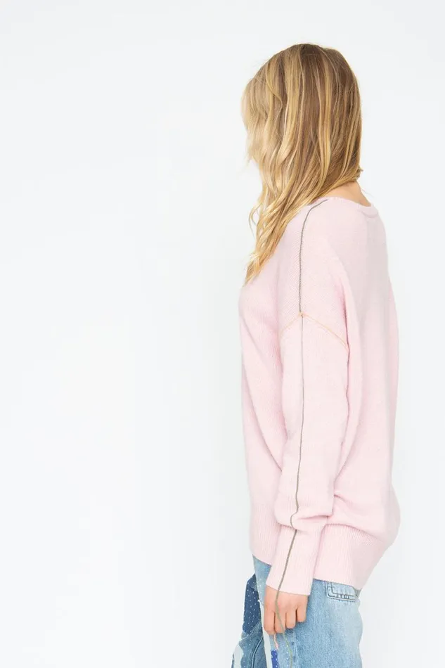 Womens Tops Chaser Brand Bubble Sweater 8211 Powder Pink