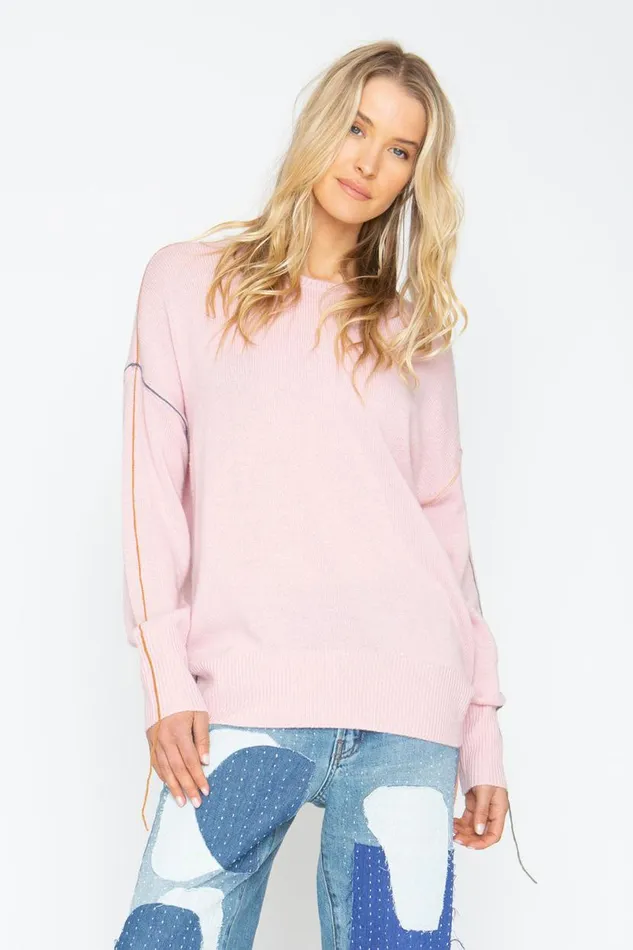Womens Tops Chaser Brand Bubble Sweater 8211 Powder Pink