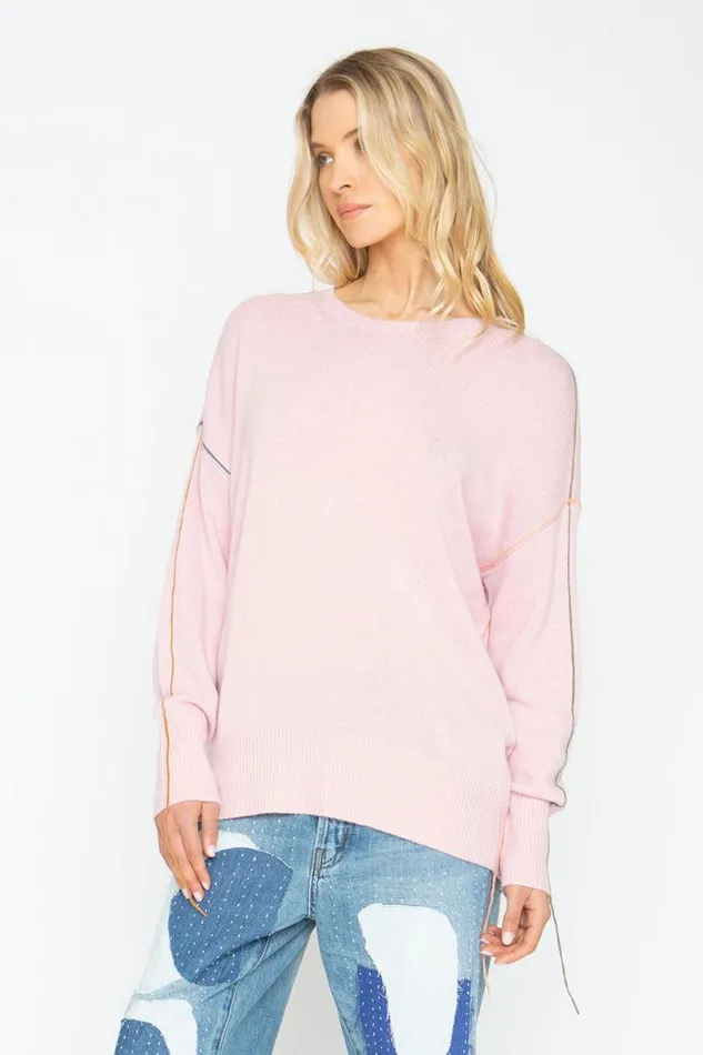 Womens Tops Chaser Brand Bubble Sweater 8211 Powder Pink