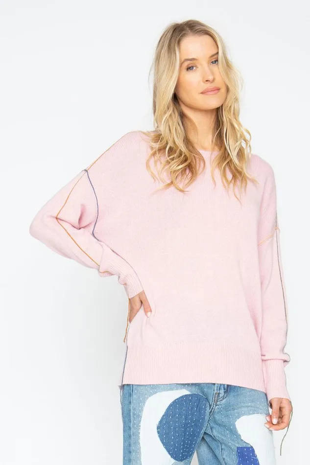 Womens Tops Chaser Brand Bubble Sweater 8211 Powder Pink