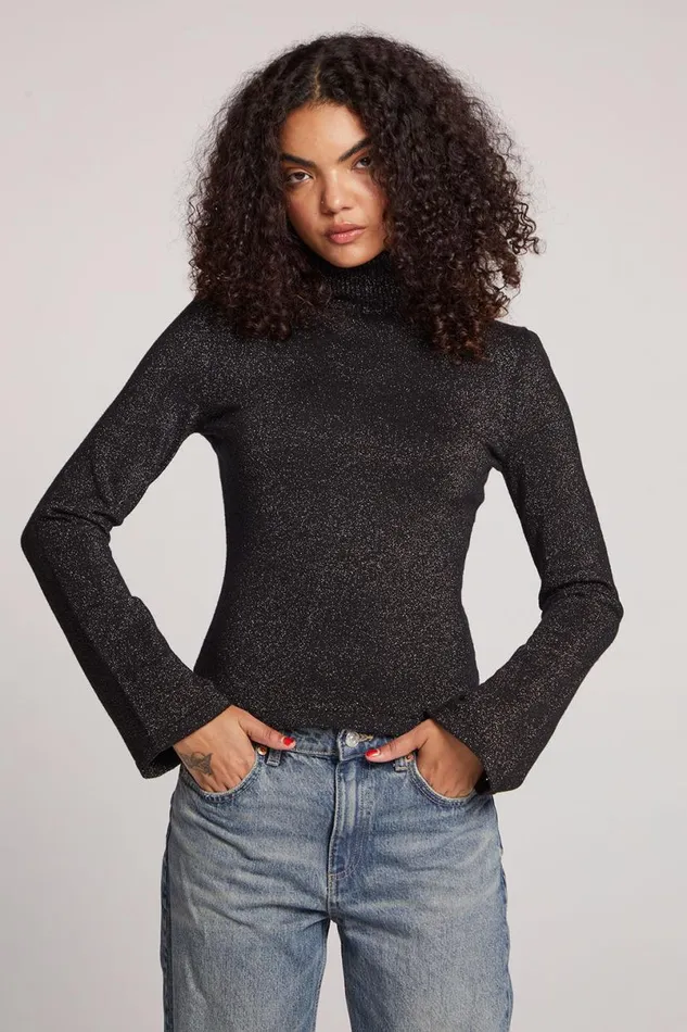 Womens Tops Chaser Brand Camino Licorice Long Sleeve