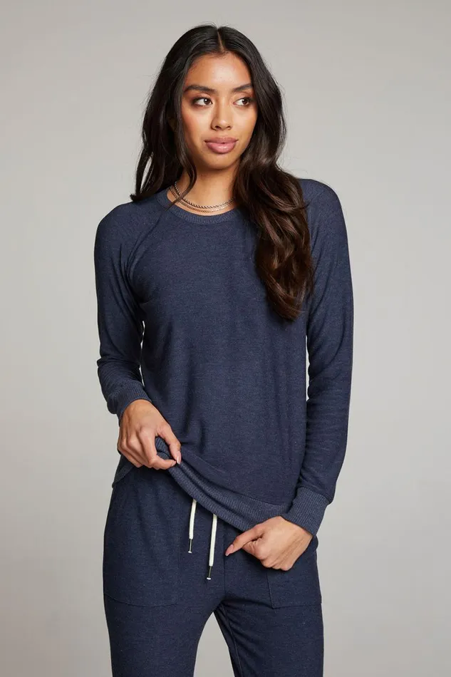 Womens Tops Chaser Brand Canopy Long Sleeve Raglan Pullover