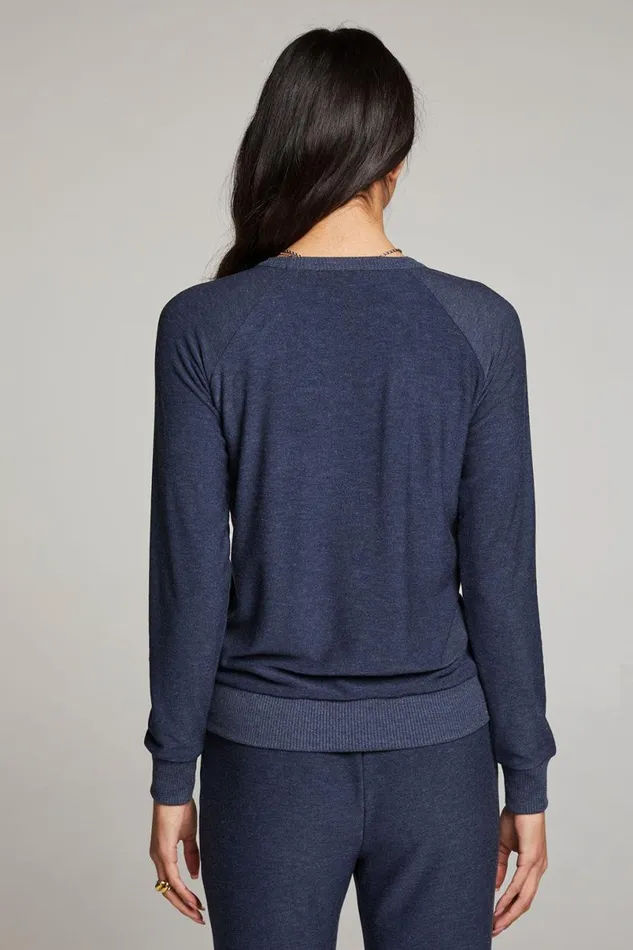 Womens Tops Chaser Brand Canopy Long Sleeve Raglan Pullover
