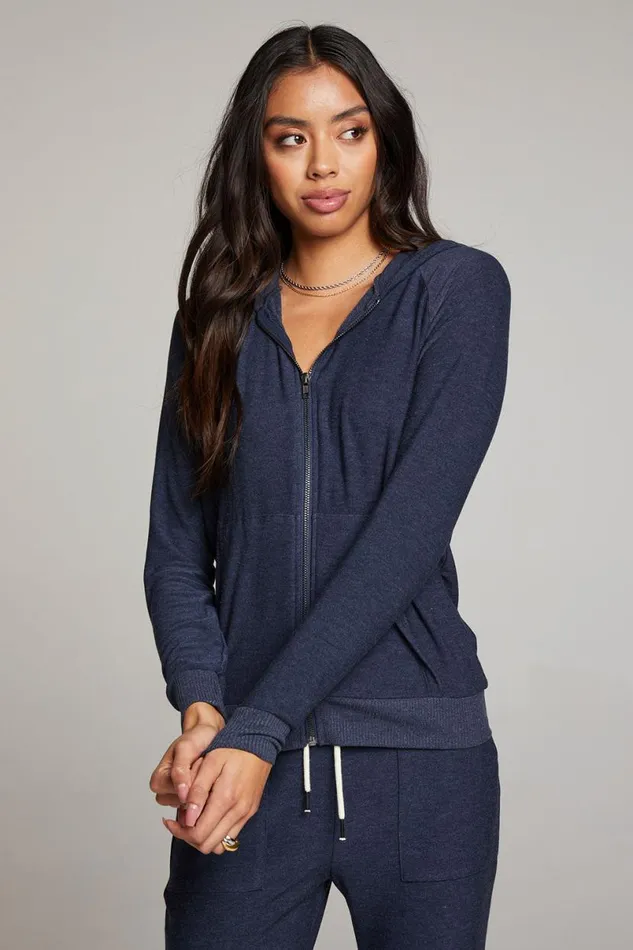 Womens Tops Chaser Brand Canopy Long Sleeve Raglan Zip Up Hoodie