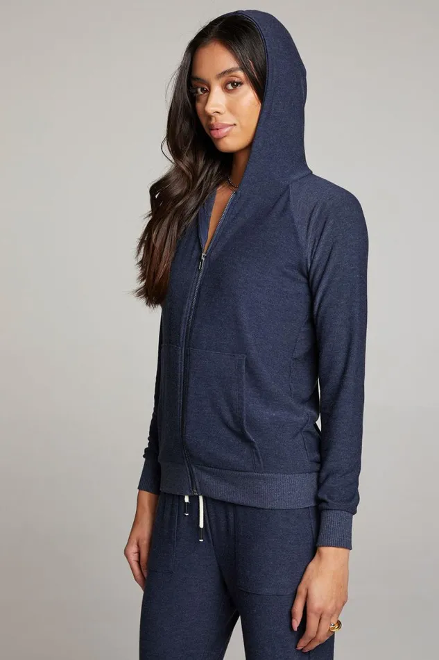 Womens Tops Chaser Brand Canopy Long Sleeve Raglan Zip Up Hoodie
