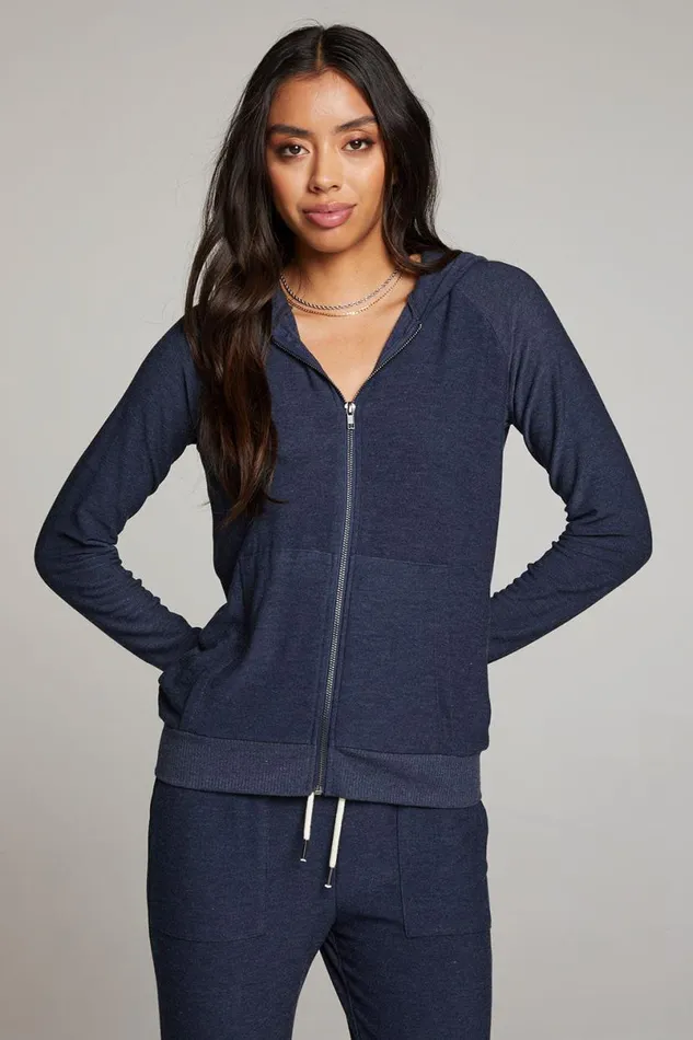Womens Tops Chaser Brand Canopy Long Sleeve Raglan Zip Up Hoodie