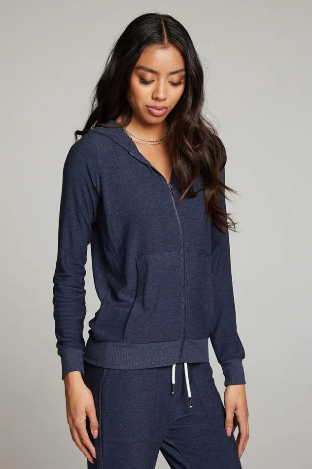 Womens Tops Chaser Brand Canopy Long Sleeve Raglan Zip Up Hoodie
