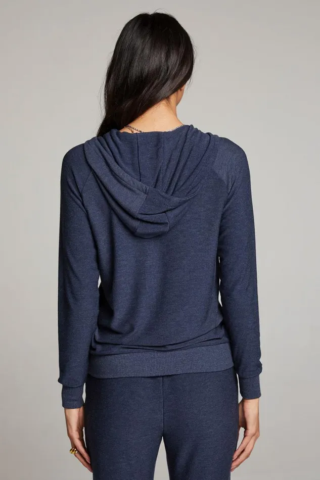 Womens Tops Chaser Brand Canopy Long Sleeve Raglan Zip Up Hoodie