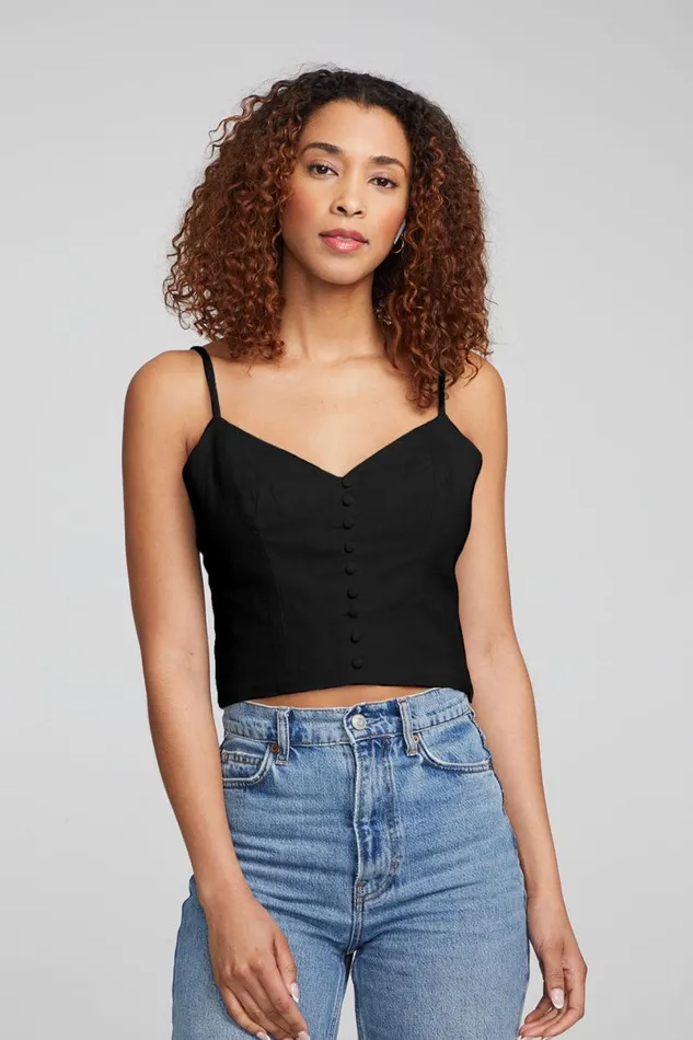 Womens Tops Chaser Brand Cara Tank Top 8211 Black Onyx