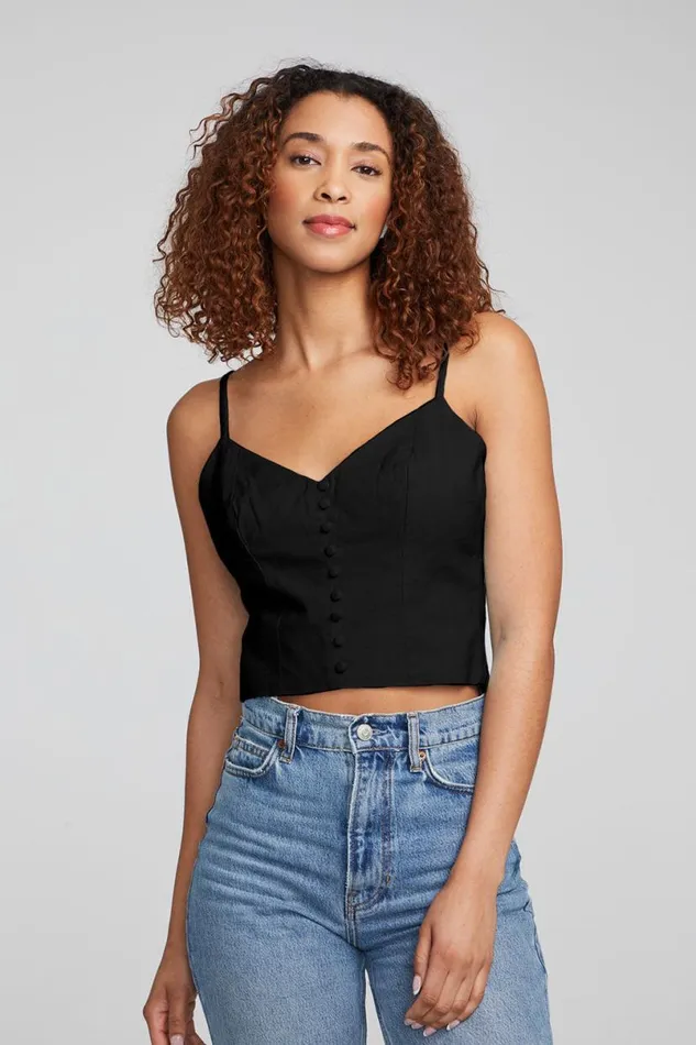 Womens Tops Chaser Brand Cara Tank Top 8211 Black Onyx