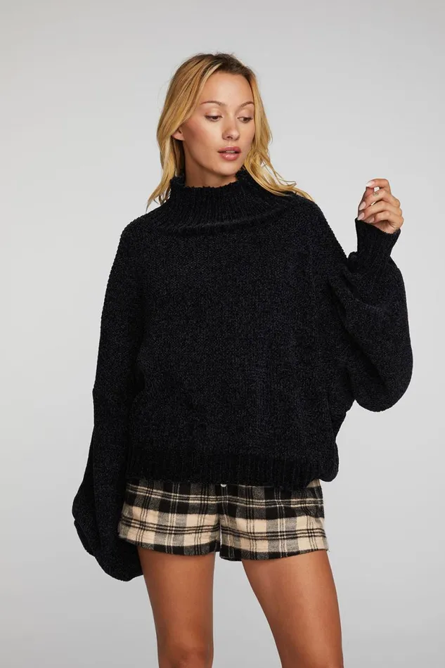 Womens Tops Chaser Brand Chenille Sweater Knit Turtleneck