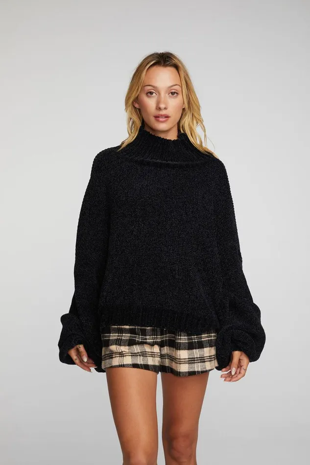 Womens Tops Chaser Brand Chenille Sweater Knit Turtleneck