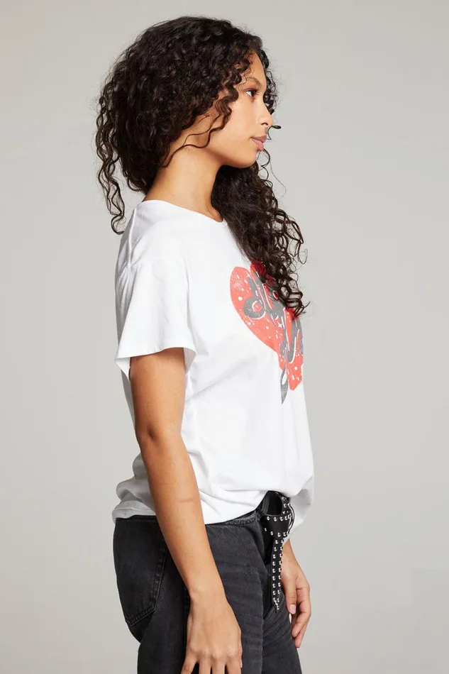 Womens Tops Chaser Brand Elton John Script Logo Heart