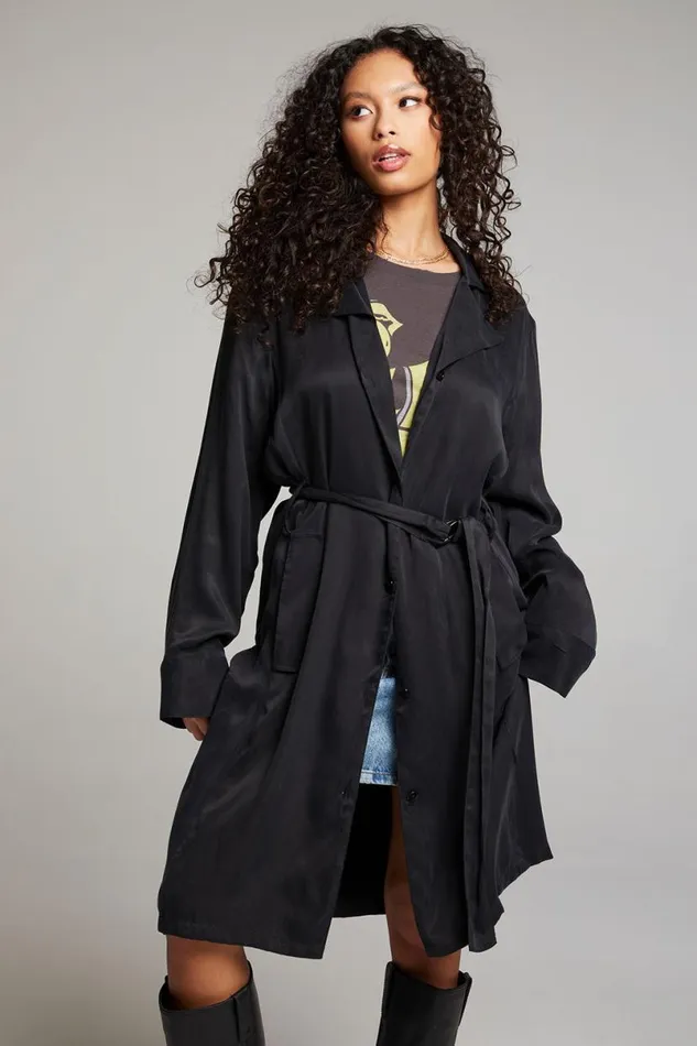 Womens Tops Chaser Brand Ford Licorice Trench Coat