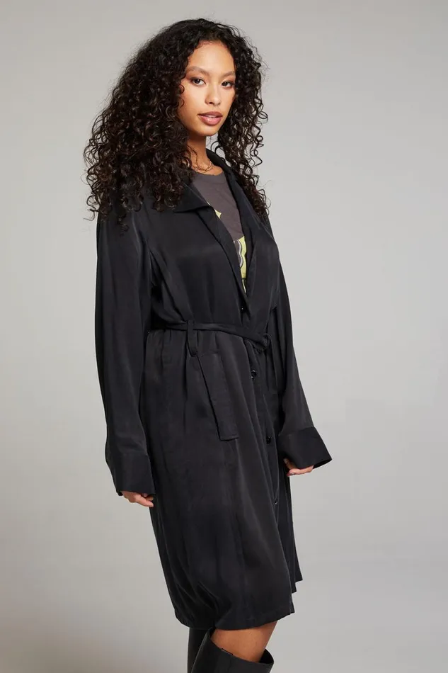 Womens Tops Chaser Brand Ford Licorice Trench Coat
