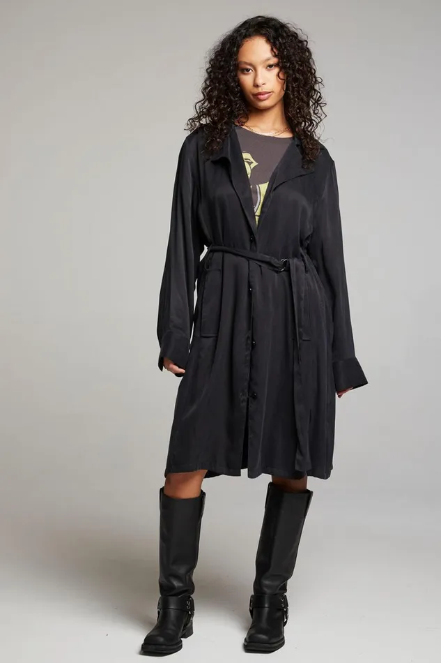 Womens Tops Chaser Brand Ford Licorice Trench Coat