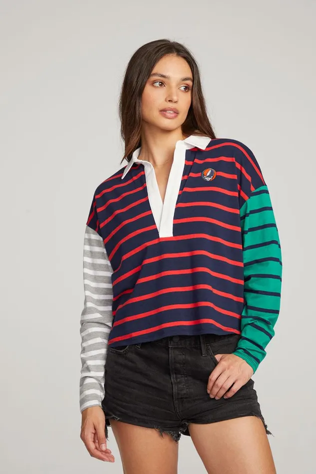 Womens Tops Chaser Brand Grateful Dead Stealie Rugby Shirt