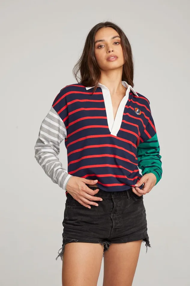 Womens Tops Chaser Brand Grateful Dead Stealie Rugby Shirt