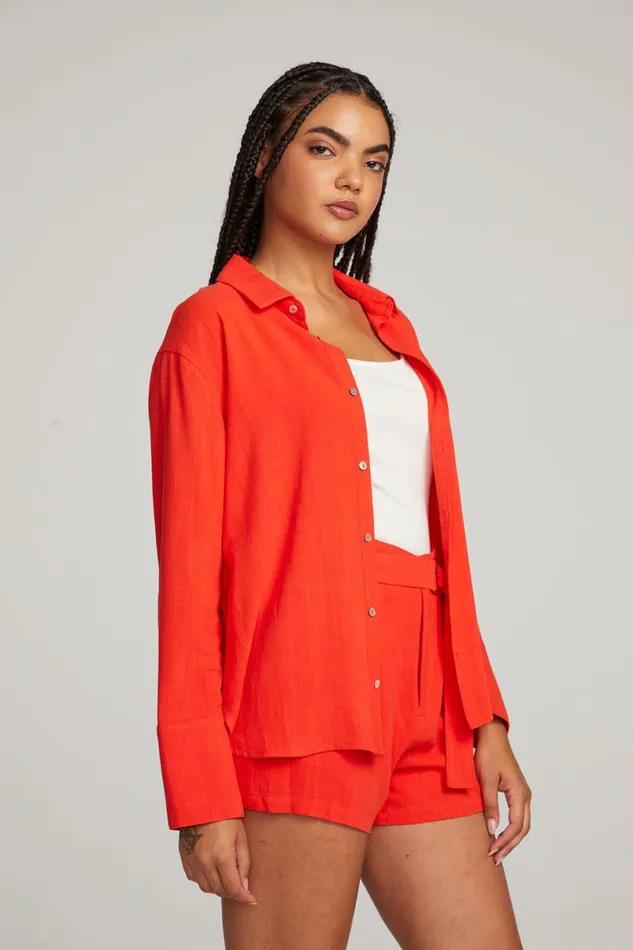 Womens Tops Chaser Brand Helena Flame Button Down